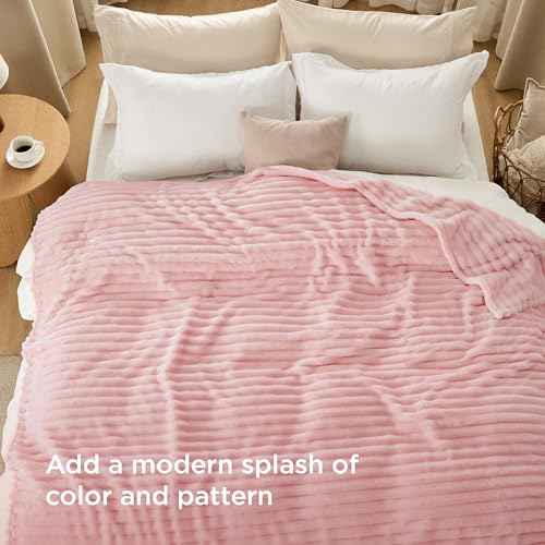 Soft King Size Blankets for Bed Coral Pink 108"x90" (Coral Pink / King)
