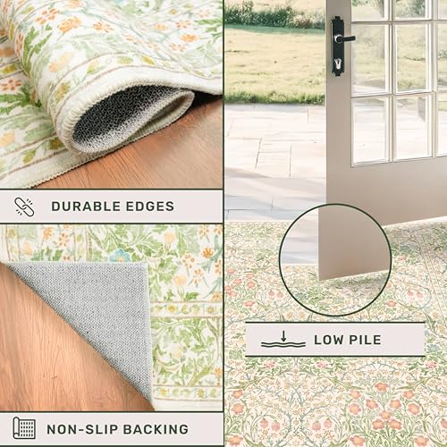 Beige Green Bedroom Rug 5x7 Area Rug for Living Room (Garden Green / 5' x 7' (Rectangular))