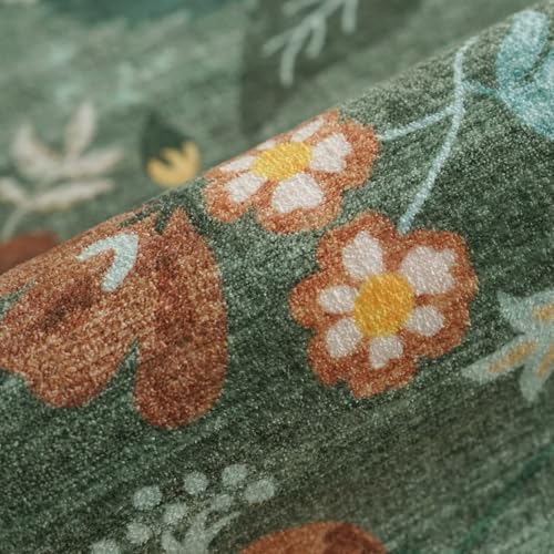 Washable 3x5 Entryway Area Rugs (3' x 5' (Rectangular) / Green/Floral)