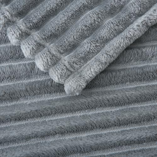 Grey Fleece Throw Blanket 108”×90” for Couch Sofa Livingroom (Grey / 108×90inch)