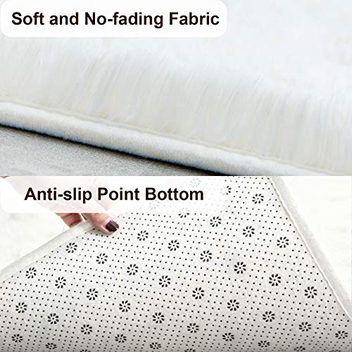 Super Soft Shaggy Rugs Fluffy Carpets 9x12 Feet (9' x 12' (Rectangular) / Cream White)