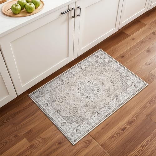 Washable 2x3 Entryway Area Rug (2' x 3' (Rectangular) / Beige)