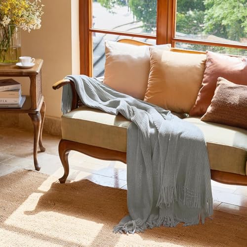 Throw Blanket for Couch (F-light Grey / 50*60'')