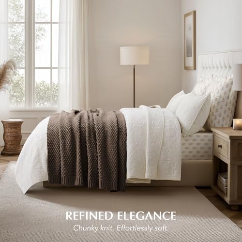 HOME Chunky Chenille Knit Throw Blanket (Cocoa Brown / 50" X 60")