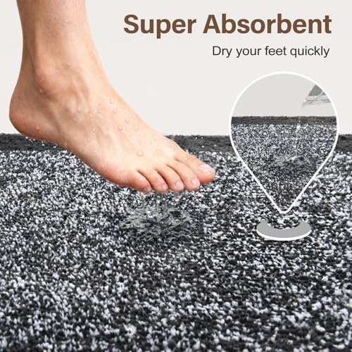 70x24 Bathroom Rugs Non Slip Washable (Dark Grey / 2' x 5'10" (Rectangular))