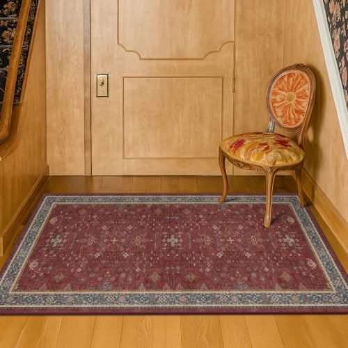 Burgundy 2x3 Washable Rugs for Entryway Indoor (2' x 3' (Rectangular) / Burgundy)
