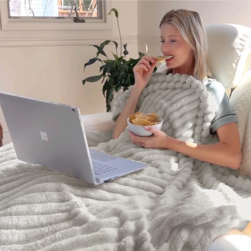 Ribbe Blankets Queen Size for Bed (Light Grey / Queen(90"x90"))