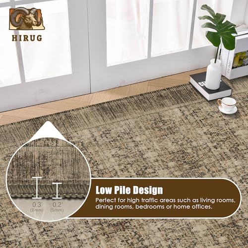 Washable Area Rug 6' x 9' Vintage Traditional Persian Mat (Mocha and Taupe / 6' x 9' (Rectangular))