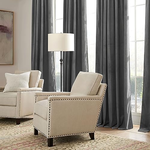 Grey Velvet Blackout Curtains 96 inches for Bedroom Living Room (Grey / 52"W x 96"L (Pack of 2))
