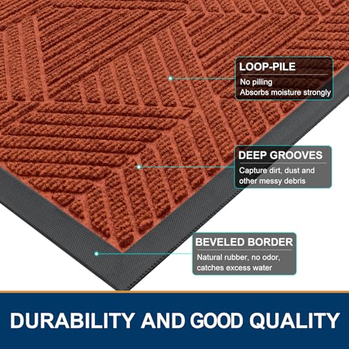 Front Door Mat Outside Entrance (Burnt Orange / 29.5" X 17")
