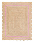 Wave Scalloped Natural Jute Runner (Light Pink / 5'x7' (Rectangular))