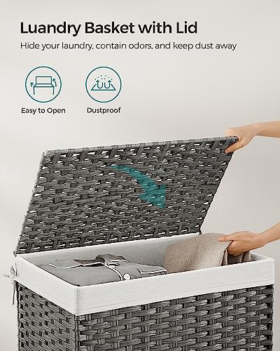 Woven Storage Basket with Lid (105 L / Gray)