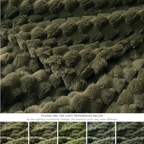 Turtle Shell Throw Blanket Moss Green for Couch Gentle Soft Fleece (Moss Green / Throw)