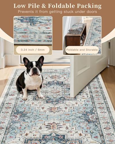 Washable Entry Rug 3x4 Area Rugs for Entryway Kitchen (Blue / 3' x 4' (Rectangular))