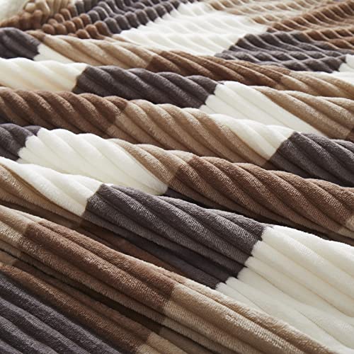 Sherpa Blanket Twin Plaid Thick Bed Blanket (Beige Check / 60"*80")