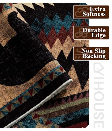 Washable Western Cabin Area Rugs 4x6 Brown (Bear / 4'x6' (Rectangular))