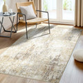 Washable 3'x5' Abstract Area Rug for Living Room Neutral Brown (Gray/Neutral Brown / 3' x 5' (Rectangular))