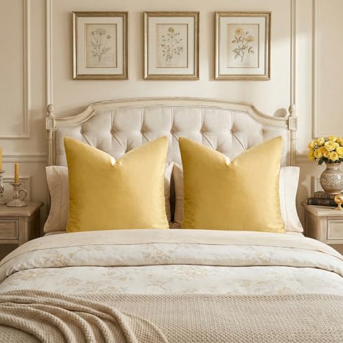 Yellow Velvet Pillow Covers 26x26 Decorative Pillows Pack of 2 (Yellow / 26" x 26" (Pack of 2))