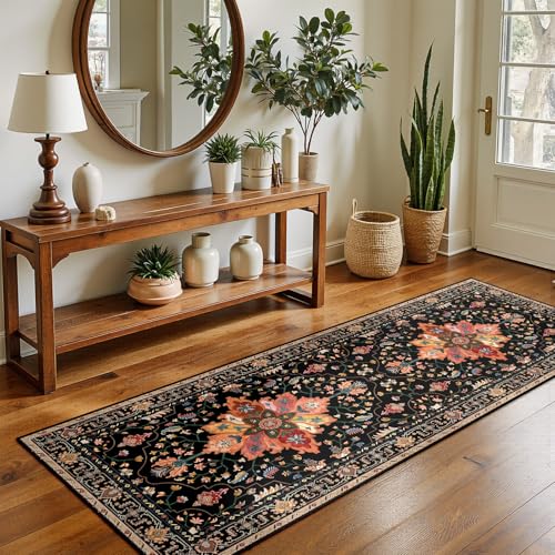 Washable Area Rug (Black/Colorful / 2' x 5' (Rectangular))