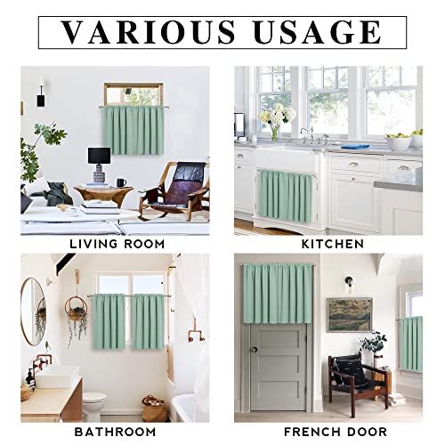 Cafe Blackout Curtains 24 inch Length for RV Camper Kitchen Window (Aqua / 42"W x 24"L (Pack of 2))