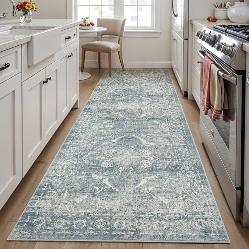 3x10 Washable Hallway Runner Rug (Blue / 3x10)