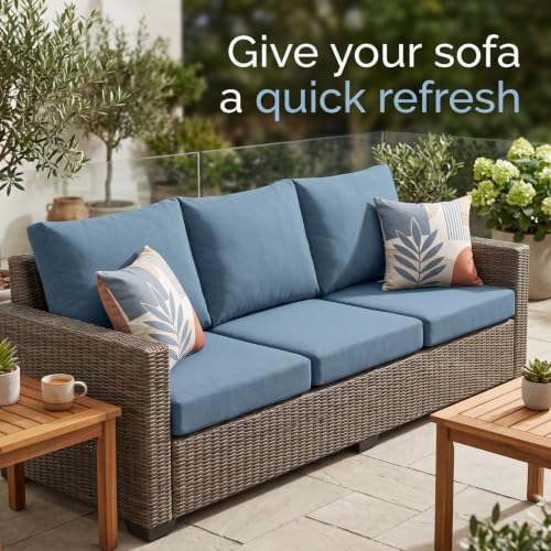 4 Pcs Stretch Cushion Covers (Dusty Blue / Seat Cover)