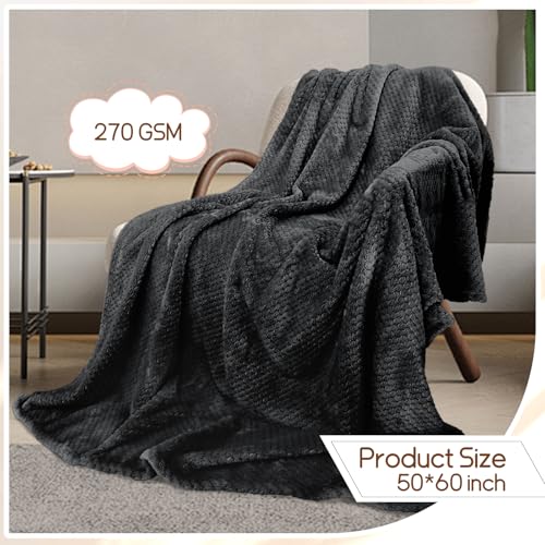 4 Pack Fleece Throw Blankets 50x60 Inches (Black / Throw(50''x60''))