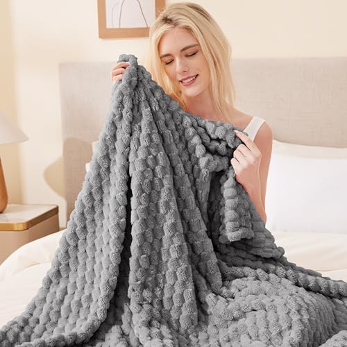 Turtle Shell Twin Size Throw Blanket Light Grey for Couch & Sofa (Light Grey / Twin)