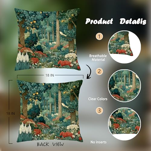 Rustic Forest Green Pillow Covers 18x18 Double (Forest-green Forest -27 / 18" x 18" (Pack of 1))