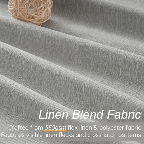 102 Inches Long Linen Blackout Curtains for Bedroom Living Room 100% Black Out Thermal Insulated Ring Hooks Room Darkening Drapes Dark Grey Curtain with Back Tab Rod Pocket 52x102 2 Panels (Frost Grey / 52"W x 102"L (Pack of 2))