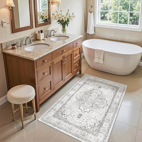 Washable Area Rug 2x3 Small Entryway Rugs Non (Grey / 2' x 3' (Rectangular))