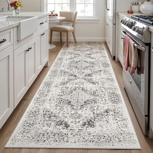 3x10 Washable Hallway Runner Rug (Distressed Grey / 3x10)