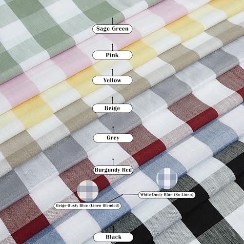 Short Buffalo Plaid Semi Sheer Curtains 63 Inches Length (Gray/White / 52"W x 63"L (Pack of 2))