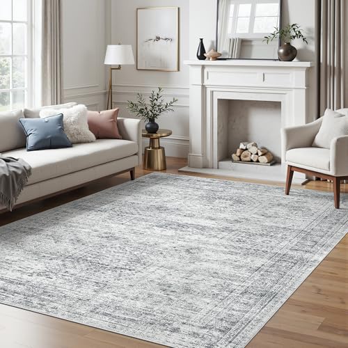 6x9 Area Rug for Living Room Washable Rugs Non (Grey / 6' x 9' (Rectangular))