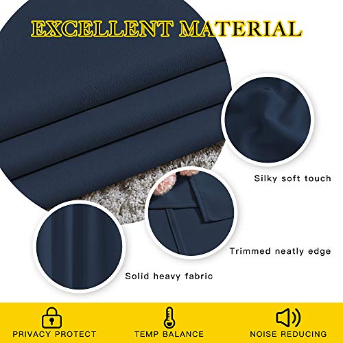 Bedroom Curtains 78 inch Length (Navy / 52"W x 78"L (Pack of 2))
