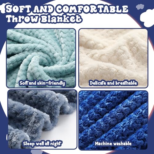 4 Pcs Fleece Throw Blanket (Gradient Blue)