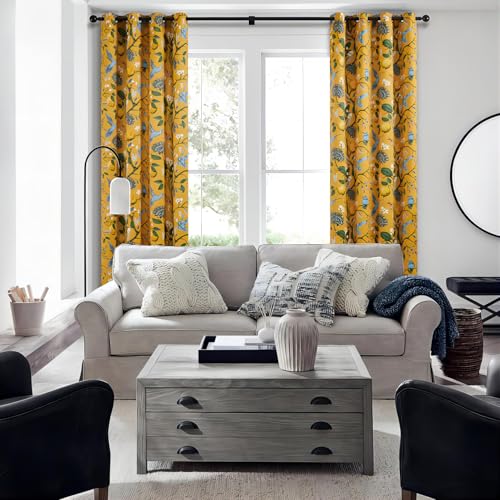 80 Inches Long Custom Mustard Yellow Luxury Curtains for Living Room Bedroom (Mustard Yellow / 52"W x 80"L (Pack of 2))