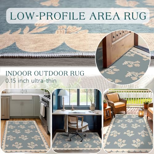 3x5 Floral Entry Rug (Flower - Haze Blue / 3' x 5' (Rectangular))