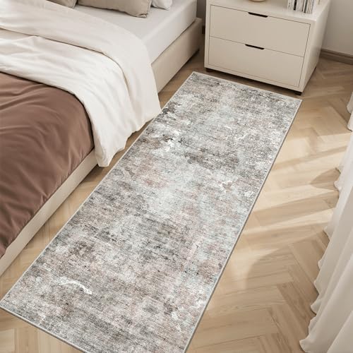 Abstratc Runner Rug 2x6 Kitchen Hallway Runners Pink (Pink/Grey / 2' x 6' (Runner))