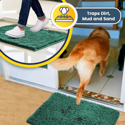 Super Water Absorbent Door Mat Indoor (Dark Green / 19" x 30")
