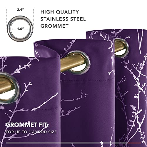 Living Room Curtains 95 Inches Long (Purple Grape/Tree Branch / 52"W x 95"L (Pack of 2))