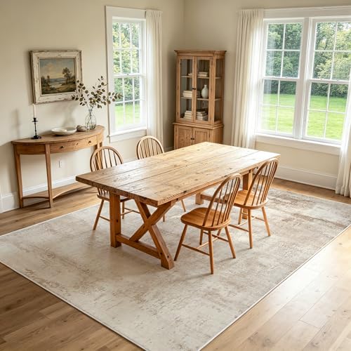8x10 Washable Area Rug for Living Room (8' x 10' (Rectangular) / Yellowish-brown-light Gray-off White)