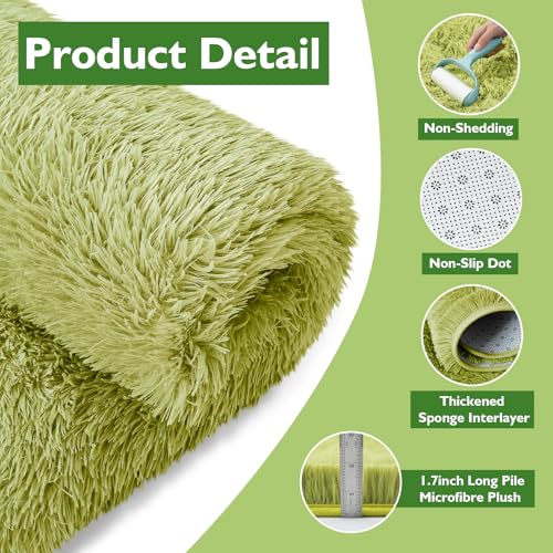 9x12 Fluffy Area Rugs for Living Room Bedroom (Grass Green / 9' x 12' (Rectangular))
