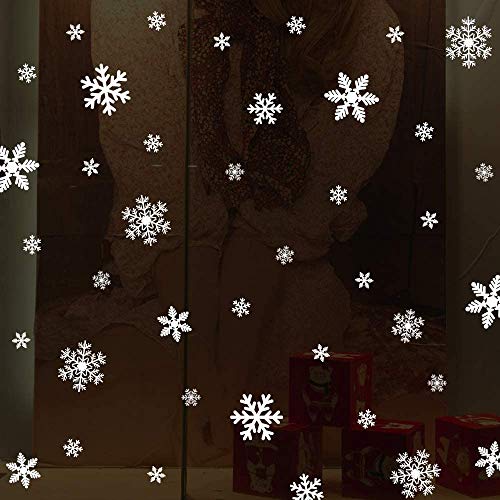135Pcs Christmas Decorations Window Clings Snowflakes Window Decals (White)
