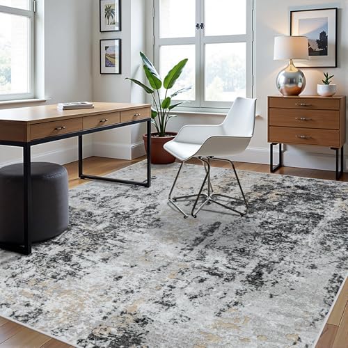 8x10 Area Rugs for Living Room Washable Bedroom Dining Room Black Grey Gold (Black Grey/Gold / 8' x 10' (Rectangular))