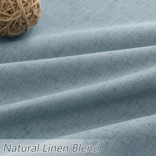 Blue 100% Blackout Linen Curtains 80 Inch Length 2 Panels Set for Living Room Bedroom Back Tab Thermal Insulated Black Out Drapes Room Darkening Window Curtains 80 Inches Long Dusty Blue (Blue / 52"W x 80"L (Pack of 2))