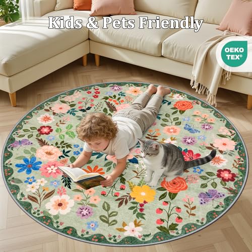 Round Area Rug Living Room (Green / 6' (Round))