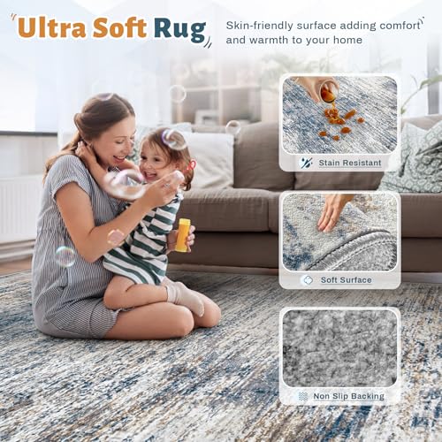 9x12 Area Rug for Living Room (Blue White / 9' x 12' (Rectangular))