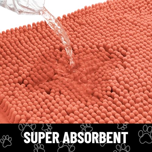 Dog Door Mat for Muddy Paws (30"X20" / Coral and White)