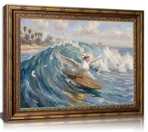 Vintage Gold Framed Wall Art (duck / 24"L x 16"W)